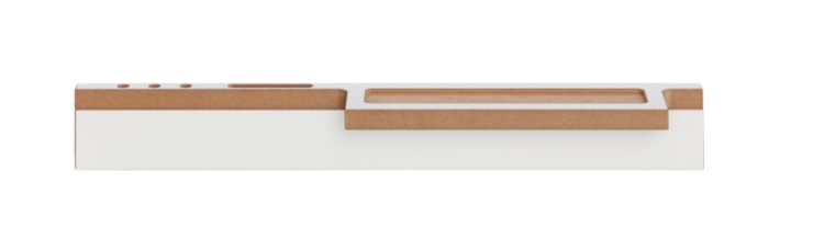 Weiße Wandgarderobe Tojo grad mit Ablagefläche und Haken in natürlicher Holzoptik