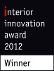 Logo des Interior Innovation Award 2012 mit dem Schriftzug „Winner“ auf schwarzem Hintergrund