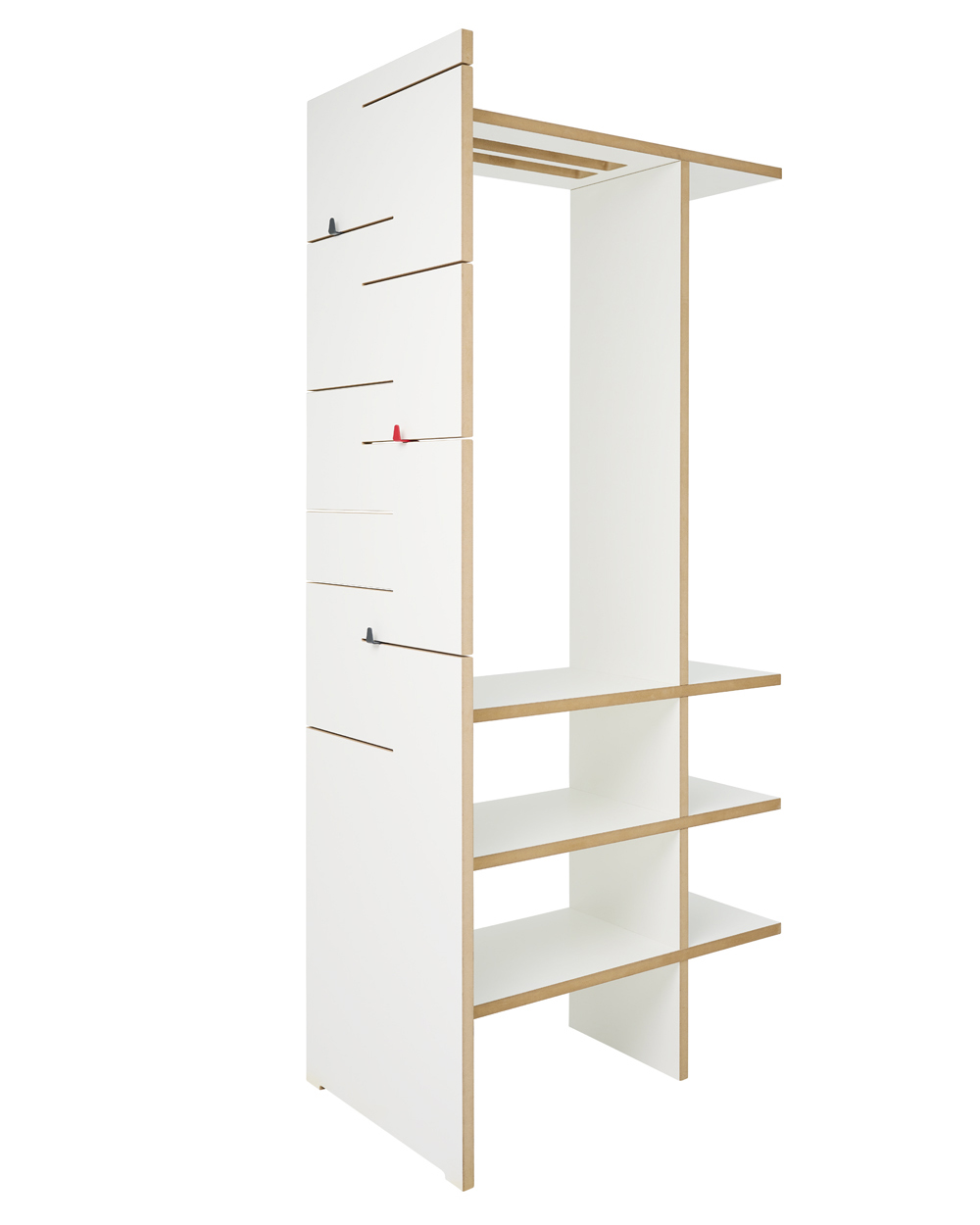 Tojo Angeber Garderobe 800 in minimalistischer Ausführung mit offenen Regalen und praktischen Haken für Jacken und Accessoires