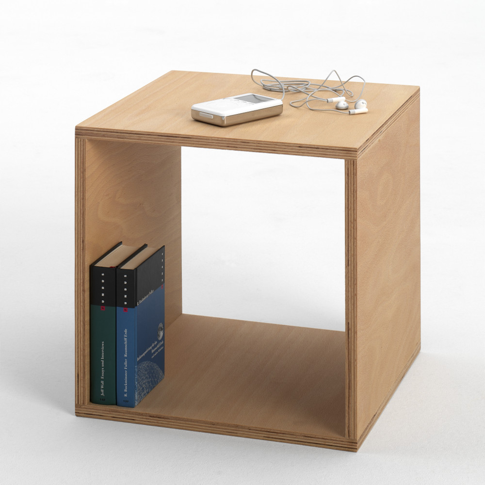 Tojo Cube Aufbewahrungswürfel aus Holz, ideal für Bücher und persönliche Gegenstände, mit modernem Design für jedes Zuhause.