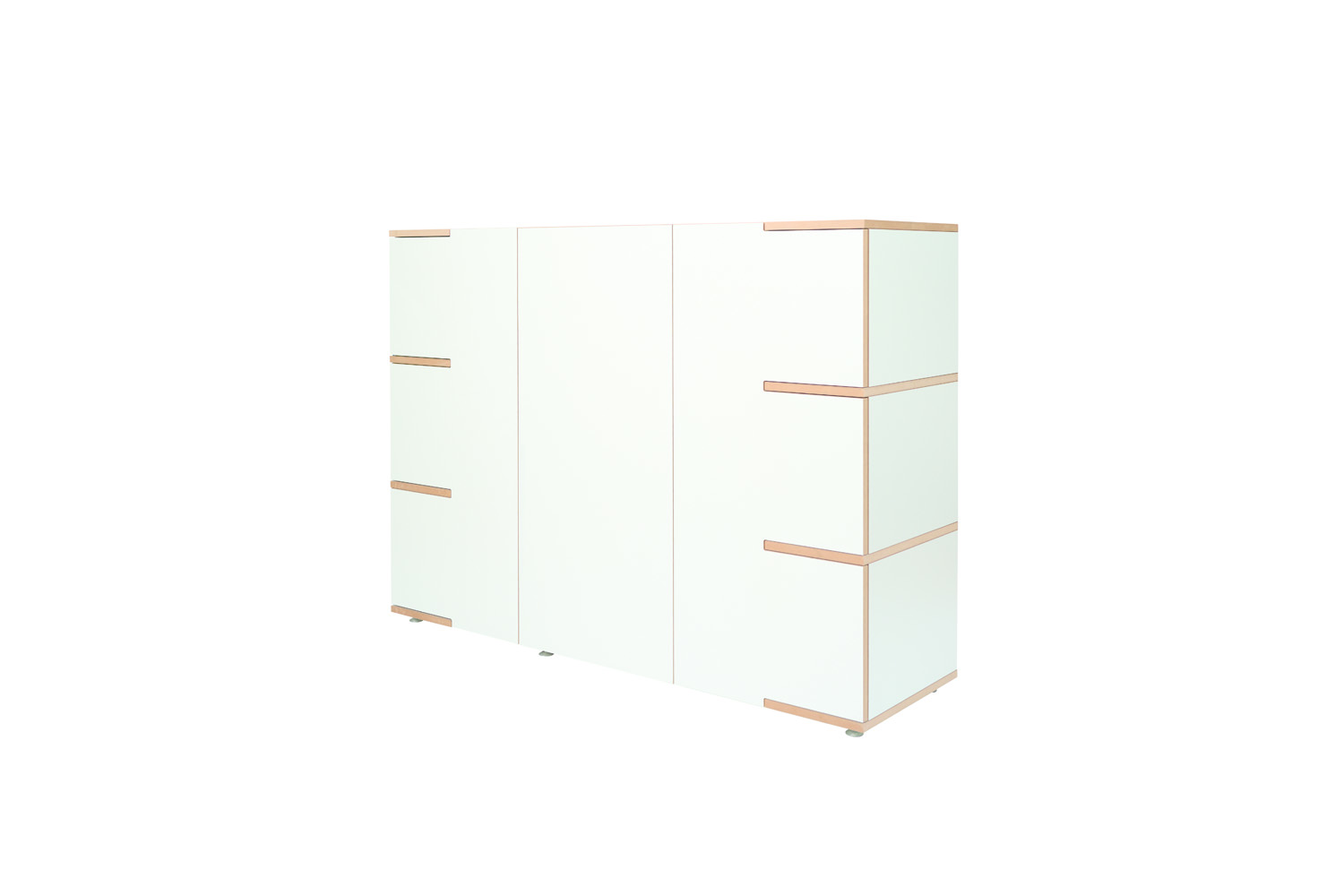 Modernes Sideboard Tojo stau mit drei seitlich angeordneten Schrankmodulen und minimalistischem Design